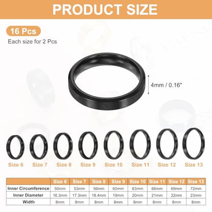 MECCANIXITY Stainless Steel Ring, Plain Ring Blanks Matte Brushed Wedding Bends for Men Women - color: Black