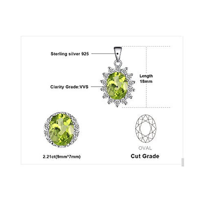 JewelryPalace Princess Diana Kate Middleton Natural Amethyst Citrine Garnet Peridot Topaz Created Ruby Sapphire Simulated Emerald Pendant Necklace for Women, 925 Sterling Silver Gemstone Jewelry Set - color: S-Sterling Silver-peridot