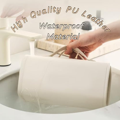 Large Makeup Bag Faux Leather Cosmetic Bag Travel Clear Toiletry Bag for Women Girls Daily Portable Makeup Organizer.