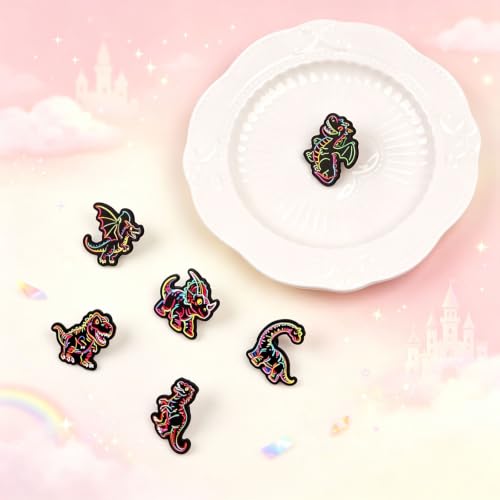 4/6/9/10/12/16/20PCS Cute Enamel Pins Bulk Set, Art Aesthetic Lapel Brooches, Humorous Quote Pins for Backpacks Jackets Hats Bags, Novelty Cool Badges for Women, Men, Teens, Kids - style: 6pcs Dinasour