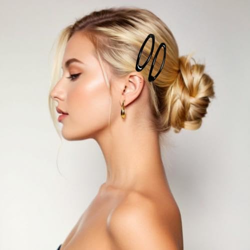 16 Pieces Hair Clips for Thick Hair 2.8 Inch Oval Shape Black XL Hair Clips for Women Metal Snap Non-Slip Hair Grips Hair Accessories - color: Black