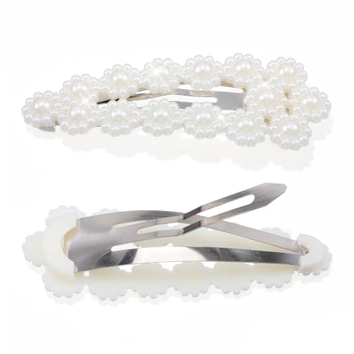 6 Pcs Pearl Hair Clips, 2 Style Snap Barrette Pearl Hair Pins for Women | Elegant Hair Accessories for Wedding Party Daily Styling