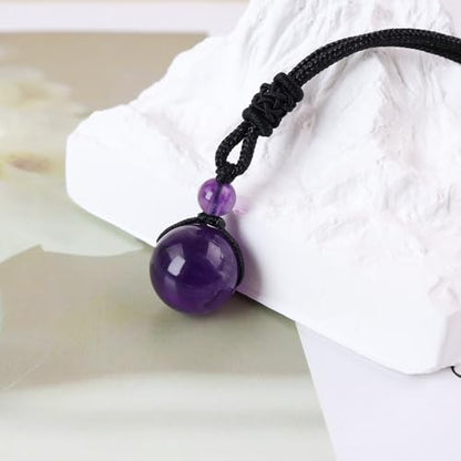 Anjiucc Natural Gemstone Healing Crystals Necklace, Adjustable Chakra Beads Pendant for Women Men, Protection, Energy Balance - color: Amethyst 1