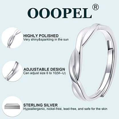 OOOPEL Sterling Silver Adjustable Ring S925 Silver Rings for Women Cubic Zirconia Twist Love Knot Dainty Ring Silver Minimalist Open Finger Rings Silver Thumb Sterling Silver Ring - color: cross ring