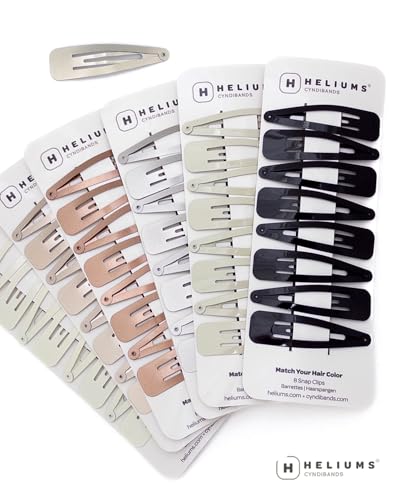 Heliums Large Snap Hair Clips - Silver - 2.7 Inch Metal Hair Barrettes for Women, Metallic Snap Clips - 8 Count - color: Silver Gray