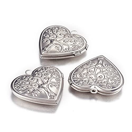 Beadthoven 10pcs Locket Pendants Photo Frame Charms for Necklaces DIY Jewelry Making Personalized Accessories Decoration Supplies - color: Heart with Tree of Life