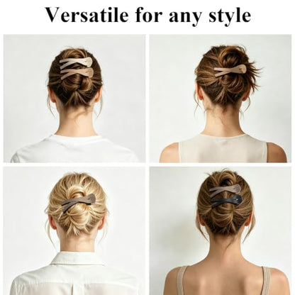 Large Flat Hair Clips for Women, French Flat Claw Clips for Medium Thick Hair | Strong Hold Hair Clips for Styling, Driving, Daily Wear | Beige, Light Dark Khaki, Black - 4Pcs - color: Black, Dark Khaki, Light Khaki, Beige