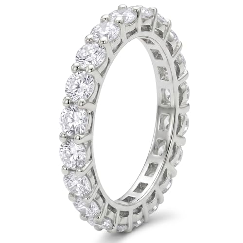 Eternity Engagement Wedding Bands Ring Gold Plated Stackable 3mm Size 4-9 - color: Silver