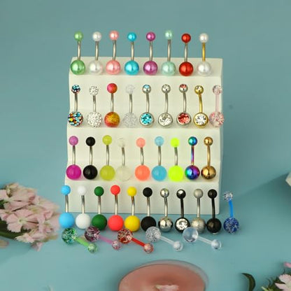 42-12Pcs 14G Surgical Stainless Steel Belly Button Rings for Women hypoallergenic Simple Acrylic Glow In Dark Cute Belly Rings Navel Piercing Jewelry Pack for Women - color: JL82-42pcs