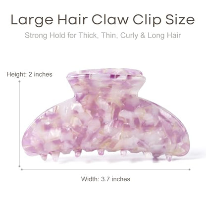 Aileam Acetate Hair Claw Clips for Women,White Pink hair clip French Design Strong Hold Non-Slip claw clips for Thick Hair, 2 Pack - color: Crystal Clear White & Pink