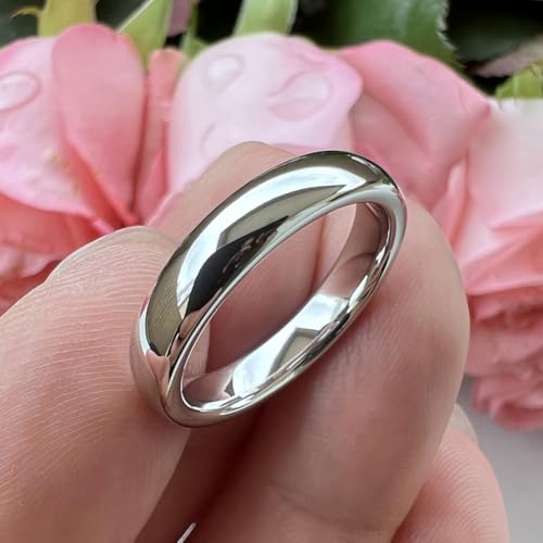 TUTISS 2mm 3mm 4mm 5mm 6mm 7mm 8mm 10mm White Tungsten Rings for Men Women Engagement Wedding Bands Domed Polished Shiny Comfort Fit - color: 5mm White Tungsten