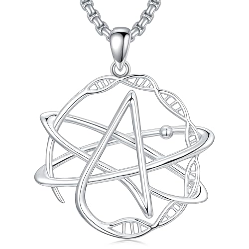 ROMANTICWORK Cross Necklace for Men 925 Sterling Silver Three Nail Cross/Atheist/Anchor/Skull Pendant Christian Protect Jewelry Birthday Gifts for Husband - color: Atheist-B