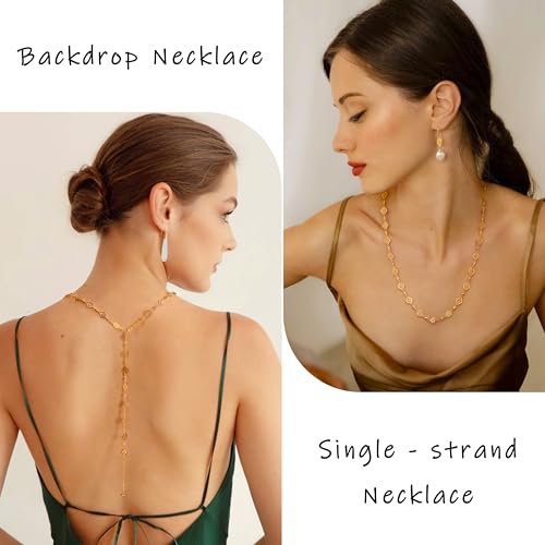 Aobei Pearl 18K Gold or Platinum Long Chain Necklace for Women Chunky Statement Chain Link Necklace Adjustable Geometric Open Chain Layering Jewelry - color: Gold Rhombus Flower Chain
