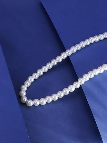 Pearl Necklaces for Women 60'' 70" Long Pearl Necklace 15.75'' Pearl Choker Necklace Chunky Bead Layered Faux Pearl Dangle Wedding Bridal 1920s Gatsby Christmas Costume Jewelry Gifts - color: White-15.75in-10MM