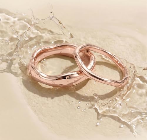 Gold Rings for Women Men Non Tarnish, Waterproof Chunky 14K Gold Plated Dainty Stackable Rings Trendy Statement Pinky Thumb Rings Engagement Eternity Wedding Band Ring Stacking Gold Jewelry Size 3 4 5 6 7 8 9 10 11 - color: Rose Gold, size: 4.5