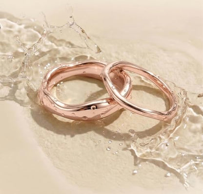 Gold Rings for Women Men Non Tarnish, Waterproof Chunky 14K Gold Plated Dainty Stackable Rings Trendy Statement Pinky Thumb Rings Engagement Eternity Wedding Band Ring Stacking Gold Jewelry Size 3 4 5 6 7 8 9 10 11 - color: Rose Gold, size: 4.5