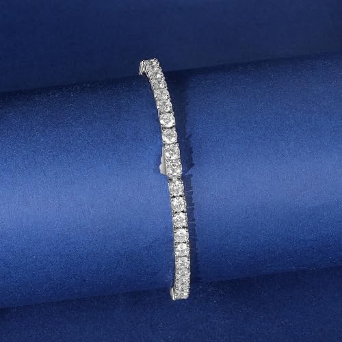 3/4/5mm Tennis Bracelet, 18k White Gold Plated 3MM/4MM/5MM Iced Out Round Cubic Zirconia Tennis Bracelet for Women Men 6.5/7/7.5 Inches - color: 4MM White Gold, size: 6 inch