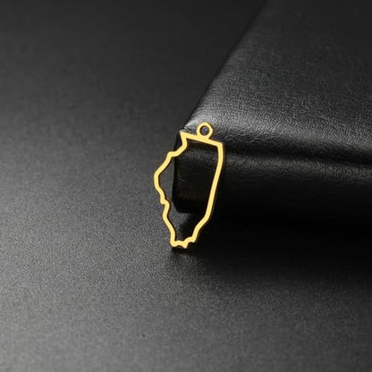 kkjoy 5Pcs Hollow Continents Maps of USA Pendant Charms for Jewelry Making and Crafting, Stainless Steel Mini Charm Craft Supplies Accessories for DIY Bracelet Necklace Earrings - color: Hollow Illinois Map - Gold