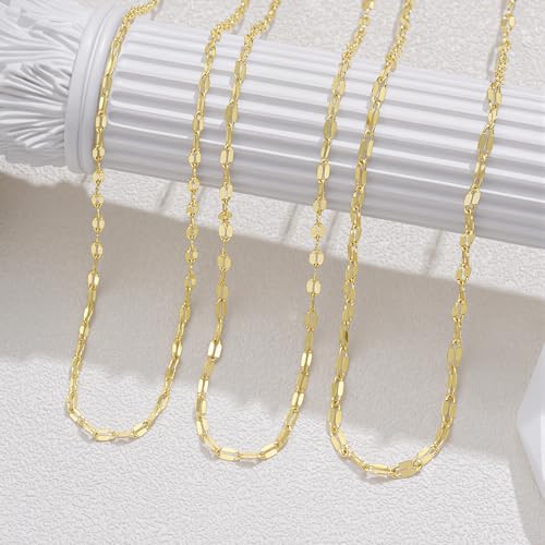 Turandoss Gold Layered Necklaces for Women Dainty 14K Gold Plated Chain Set | Stack Cuban Link Chain Necklace Personalized Lip Satellite Flat Curb Link Necklaces for Women Trendy Set - color: Lip Chain
