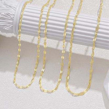 Turandoss Gold Layered Necklaces for Women Dainty 14K Gold Plated Chain Set | Stack Cuban Link Chain Necklace Personalized Lip Satellite Flat Curb Link Necklaces for Women Trendy Set - color: Lip Chain