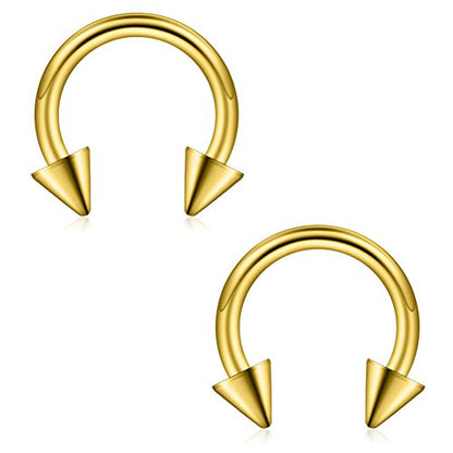 12PCS 12G Surgical Steel Nose PA Septum Horseshoe Hoop Earring Eyebrow Tragus Lip Piercing Ring - style: 10mm w Spikes