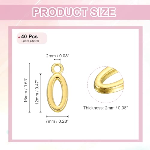 uxcell Letter Charm, Alloy Letter Initial Alphabet Charm for DIY Craft Jewelry Making Bracelets Earrings Necklace - color: Gold - O