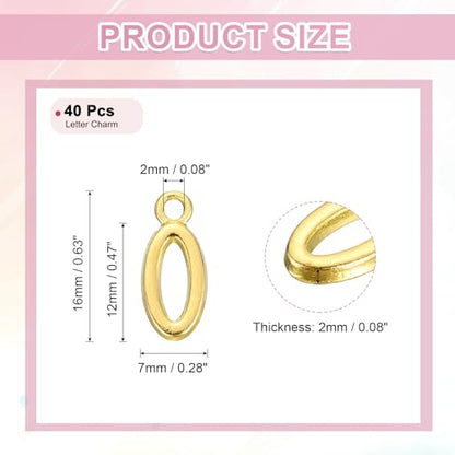 uxcell Letter Charm, Alloy Letter Initial Alphabet Charm for DIY Craft Jewelry Making Bracelets Earrings Necklace - color: Gold - O