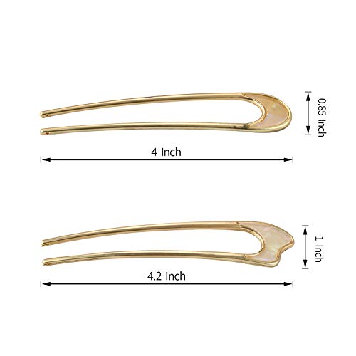 U-Shaped Hair Pins Metal Vintage Hair Sticks French Hair Pin Hairstyle Chignon for Women, 2PCS-Style 1