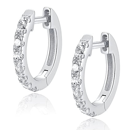 14K Gold Plated Hoop Earrings for Women with 925 Sterling Silver Post, Lightweight Small Hoop Earrings 15mm/20mm Huggie Hoop Earrings - color: CZ - 925 Sterling Silver, size: 20MM