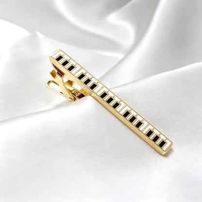 Gold Piano Keyboard Tie Clip for Men Music Tie Bar Accessories | Music-themed
