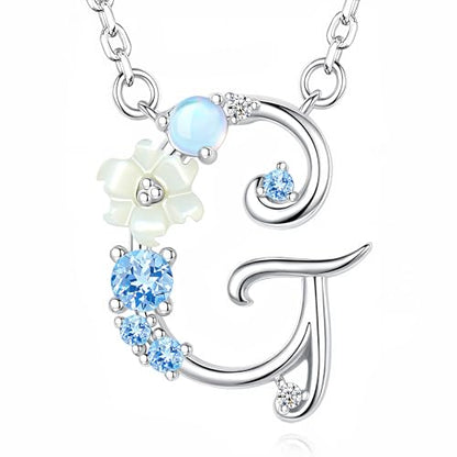VIKI LYNN Initial Necklace for Women 925 Sterling Silver Initial A to Z Letter Pendant Necklace with Blue Flower Cubic Zirconia Birthday Engagement Gift for Women,Mom, Couple - style: Letter G