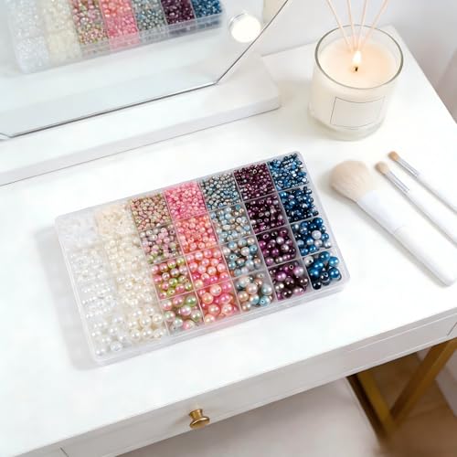 Beads Kit for Colorful Jewelry Making - 2800 Pcs Gradient Imitation Pearls, Supplies for DIY Friendship Bracelets, Necklaces, Crafts Gift, Complete Starter Set Beginners Beading Party A10 - color: Colorful-4