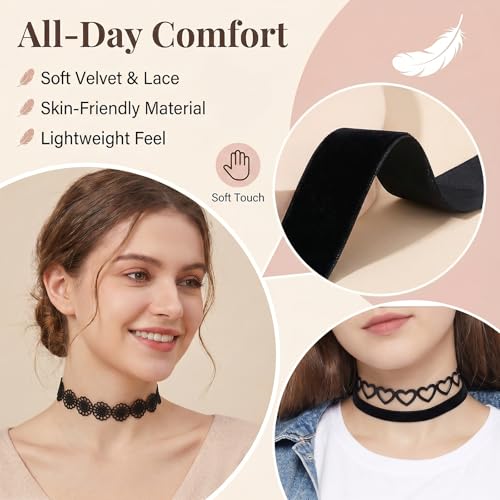 Gothic Choker Necklace for Women Black Choker Necklace Lace Chokers 90s Outfits for Women