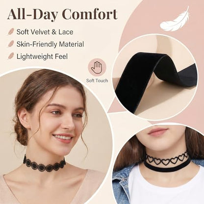 Gothic Choker Necklace for Women Black Choker Necklace Lace Chokers 90s Outfits for Women