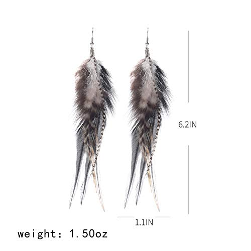 lureme Bohemian Multicolor Pheasant Feathers Dangle Earrings Handmade Natural Feather Earrings (er006314) - style: Style F