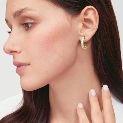 14K Gold Earrings for Women Gold Hoop Earrings for Women | Dainty Gold Earrings for Women Stylish 14K Gold Hoop Earrings for Women Square Cubic Zirconia Huggie Hoop Earrings 15/20/25mm - size: 20mm
