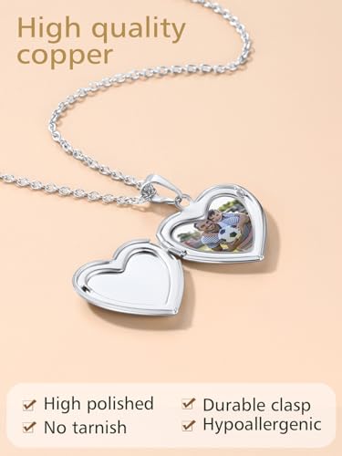 FindChic Locket Necklace for Women Custom Photo Memorial Gifts 4 Colors | Silver/Black/Rose Gold/Gold Plated Personalized for Loved Ones, Birthday Valentine's Day Keepsake - style: 16. Small Heart-Silver