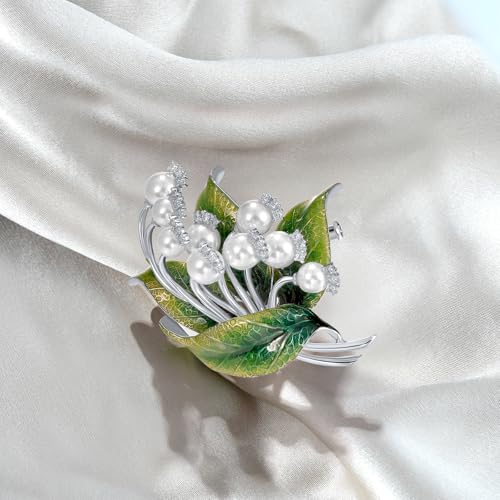 Santuzza 925 Sterling Silver Enamel Brooch Pin for Women - color: [D]Convallaria