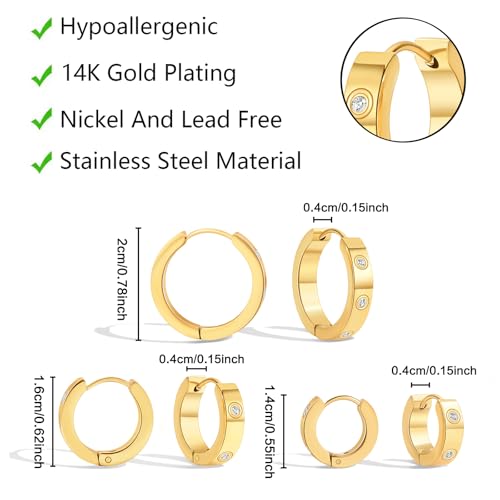 Love Friendship Hoop Earrings Set for Women 18K Gold and Silver Stainless Steel with Cubic Zirconia Stones Jewelry - style: SET-2-