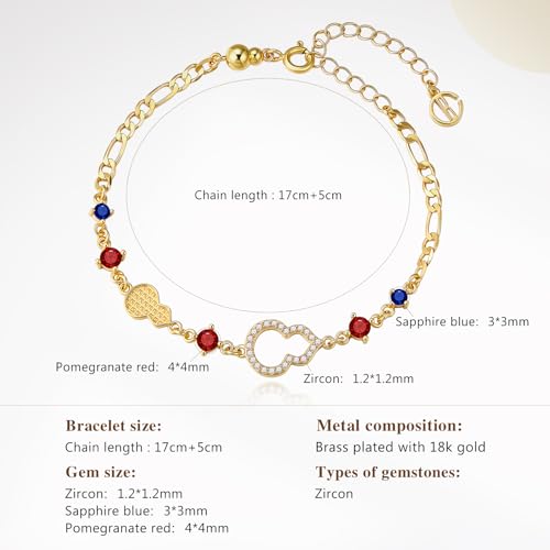 Cicy Bell Evil Eye Bracelets 18k Gold Plated Adjustable | Turquoise，Zirconia Link, Trendy Jewelry Gift for Women, 15.9" with 1.9'' Extender - color: C-Gold