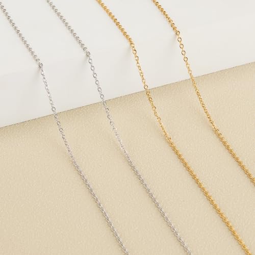SMYHTGLIF Total 65.6 Feet Gold & Silver Jewelry Making Chains 2 Rolls Chain | Stainless Steel Chain for Jewelry Making Thin Oval Cable Chain Craft Chain Bulk Permanent Jewelry Findings - size: 2.6×2mm
