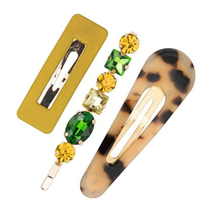 Kitsch Stackable Acrylic Snap Hair Clip for Thick & Thin Hair, Hair Accessories for Women & Girls, Cute Barrettes | Ideal Gifts for Women, 3pcs