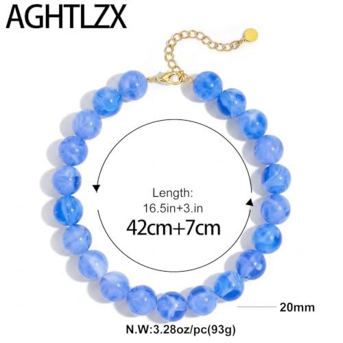 Chunky Beaded Necklace for Women, Colorful Trendy Statement Summer Jewelry Gift - color: necklace-18