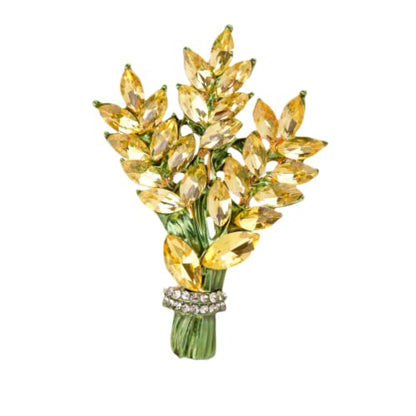 Lavender flower brooch crystal rhinestone tulip brooch elegant accessories jewelry women brooches and pins fashion jewelry wedding flowers lapel pin - color: Yellow