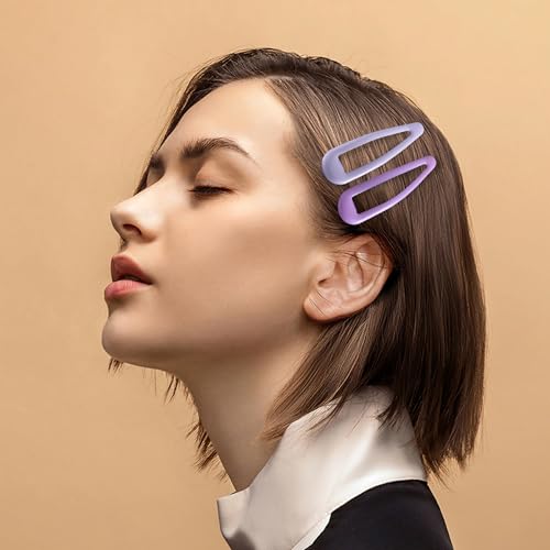 24 PCS 2.36 In Metal Snap Hair Barrettes For Women Water Drop Shape Hair Clips For Thick Thin Fine Hair,Bright Pink Purple - color: Bright Pink Purple