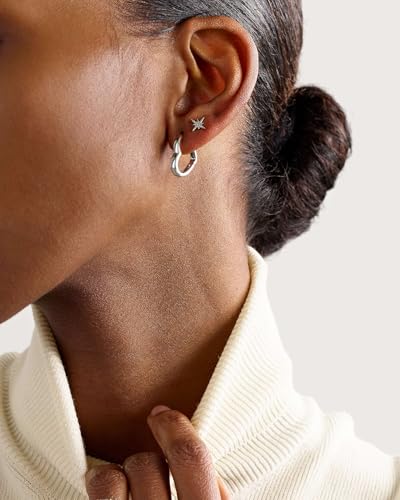 Me&Hz Gold Huggie Earrings Small Huggie Hoop Earrings for Women 14K Gold Plated Hypoallergenic Cubic Zirconia Huggies Mini Silver Hoop Earring for Women - color: Heart, Silver