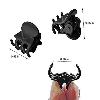 50 PCS Mini Hair Claw Clips， Bangs Strong Grip Multifunction Clamp Clips. (Frosted black) - color: Frosted black