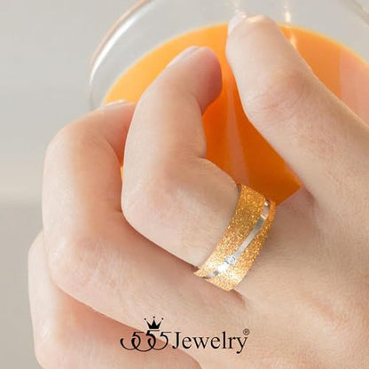 555Jewelry 4mm Sandblast Stainless Steel CZ Wedding Band Ring for Women & Men - color: Rose Gold Style 3