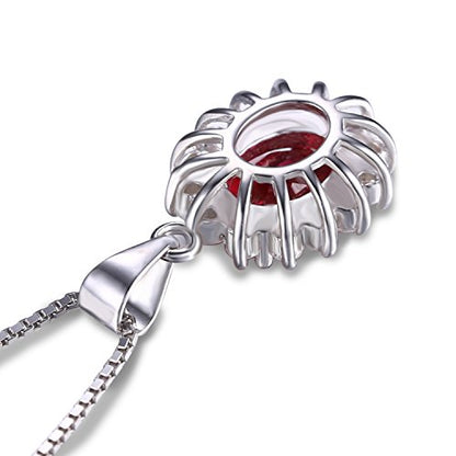 JewelryPalace Princess Diana Kate Middleton Natural Amethyst Citrine Garnet Peridot Topaz Created Ruby Sapphire Simulated Emerald Pendant Necklace for Women, 925 Sterling Silver Gemstone Jewelry Set - color: G-Sterling Silver-ruby