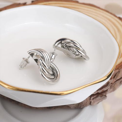 Jean Beau Chunky Gold Stud Earrings for Women Trendy Gold Plated Dangle Drop Prom Birthday Fashion Office Jewelry Gift - color: Silver